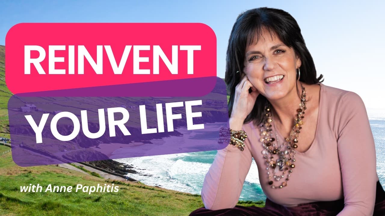 Anne Paphitis talking about midlife reinvention and self-care in a video interview