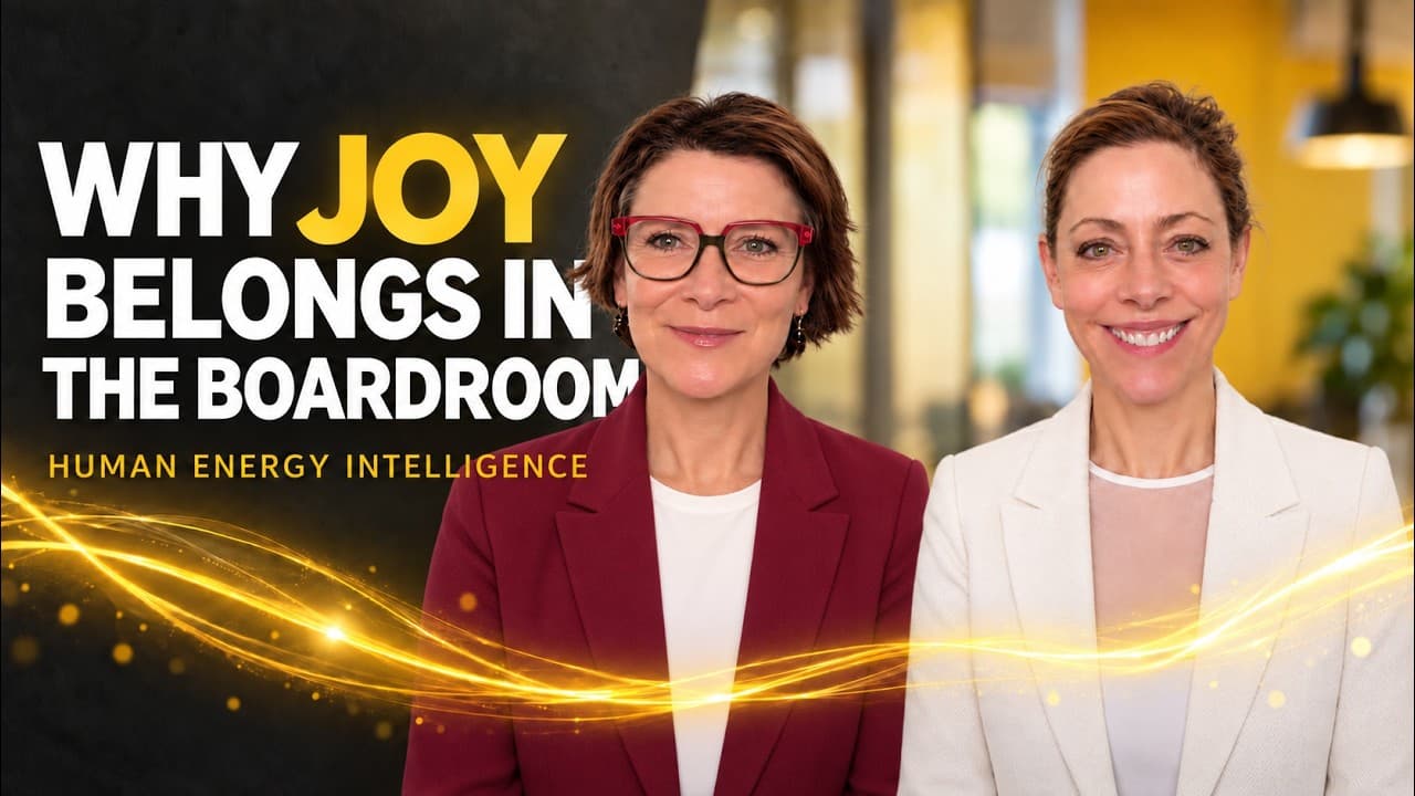 Georgina Woodley presenting the Human Energy Intelligence webinar on why joy deserves a seat at the boardroom table