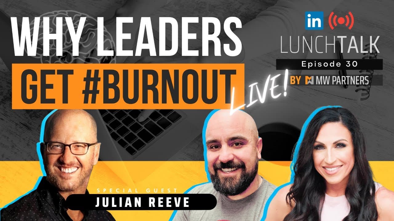 Julian Reeve speaking about burnout and self-awareness on a live leadership show