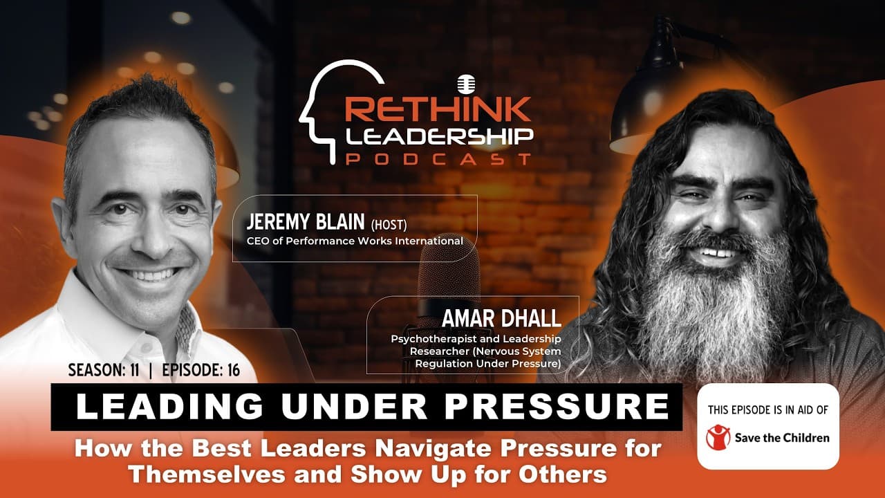 Amar Dhall speaking on the Rethink Leadership Podcast about leading under pressure