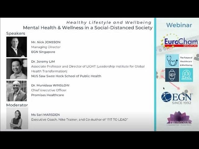 Nick Jonsson giving a keynote on executive loneliness and mental health at EuroCham Singapore