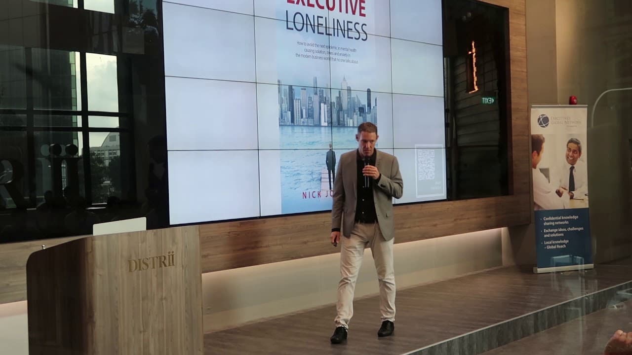 Nick Jonsson speaking about executive loneliness