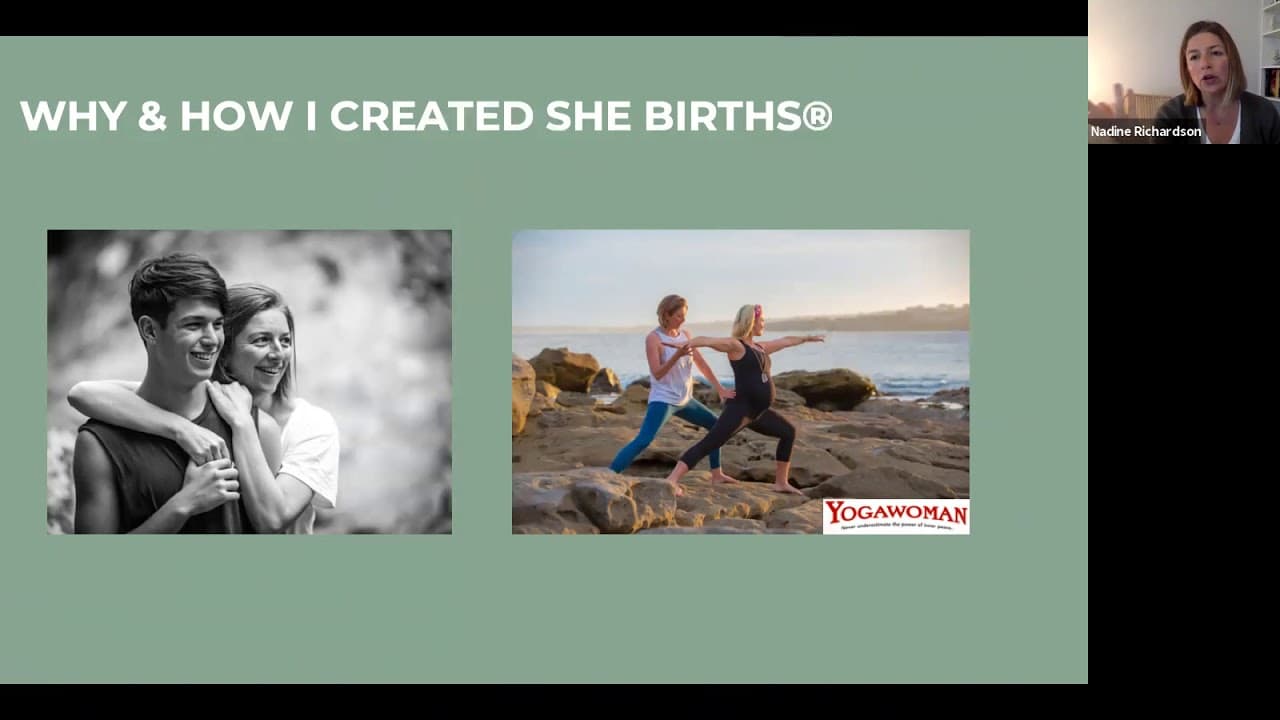 Nadine Richardson presenting a She Births founder webinar