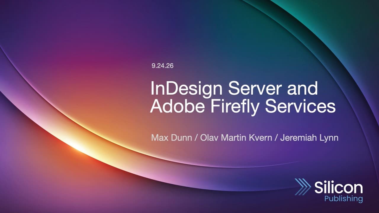 Max Dunn presenting on InDesign Server and Adobe Firefly Services at the 2026 Creative Developers Conference